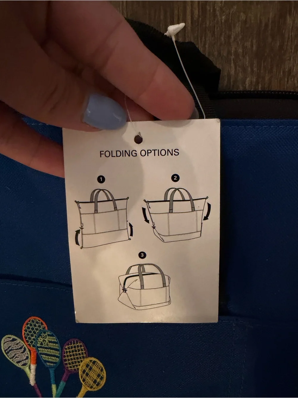 Port Authority Royal Blue and Black Laptop Tote with Racquet Motif